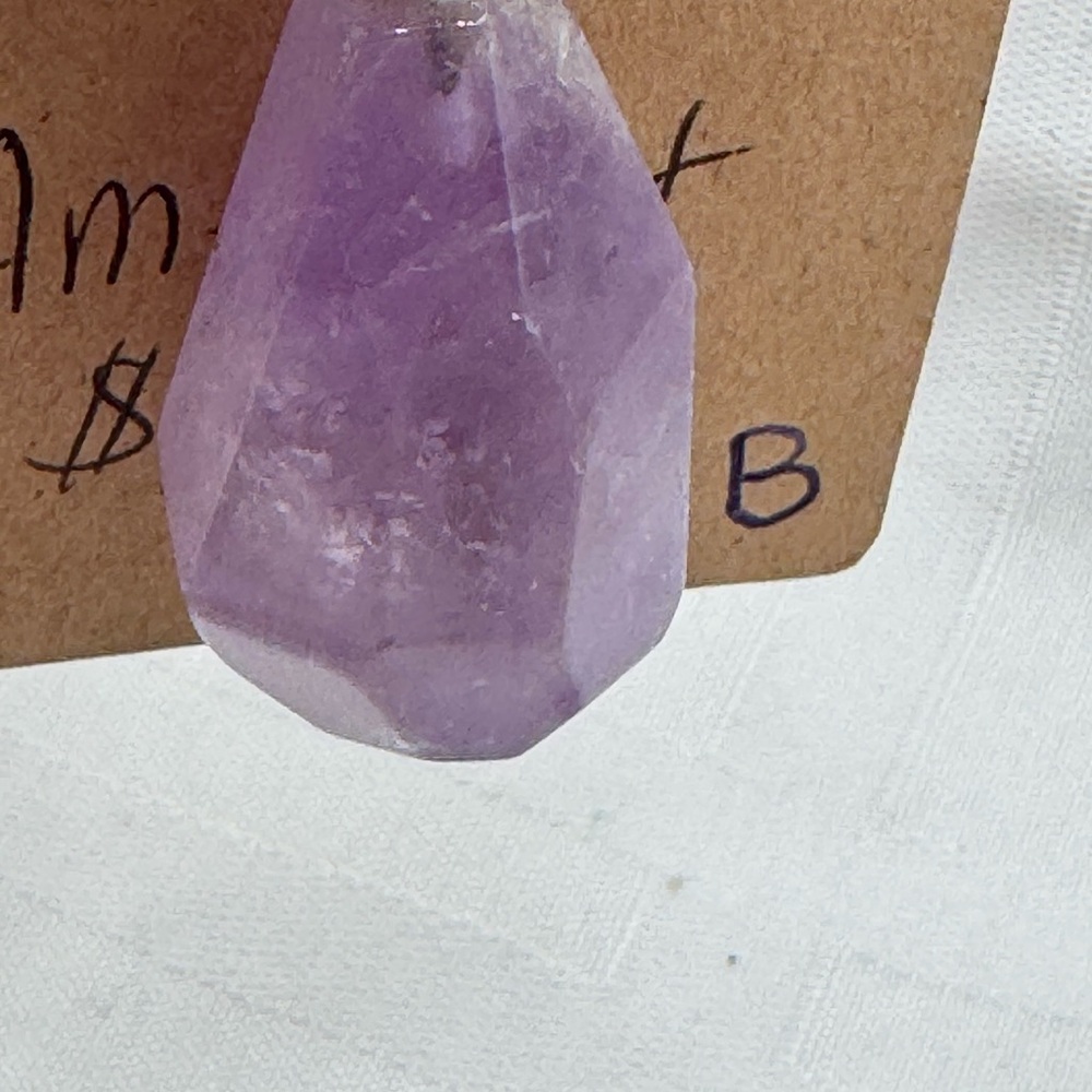 amethyst necklace lovely, clear and purple stone B is available 1.75”-2” pendant